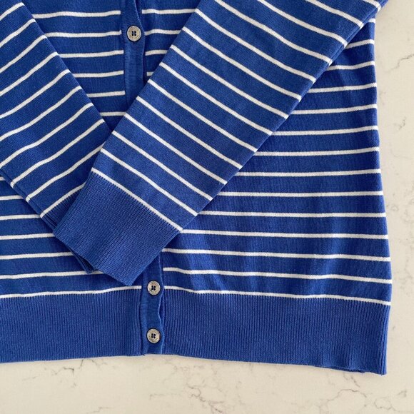 Jones New York LS Striped Viscose Nylon Cardigan Sweater Blue & Wht Sz S NWOT - Picture 3 of 10
